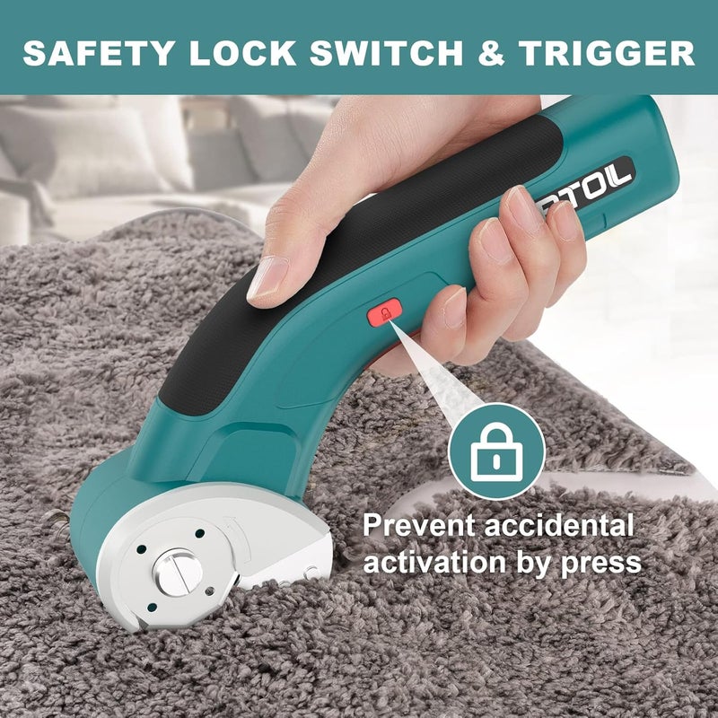 GARTOL Cordless Electric Scissors – Rechargeable Rotary Cardboard Cutter with USB Cable, Safety Lock, Portable Powerful Box Cutter for Fabric, Leather, Carpet, Sewing, Crafts, DIY - Image 2